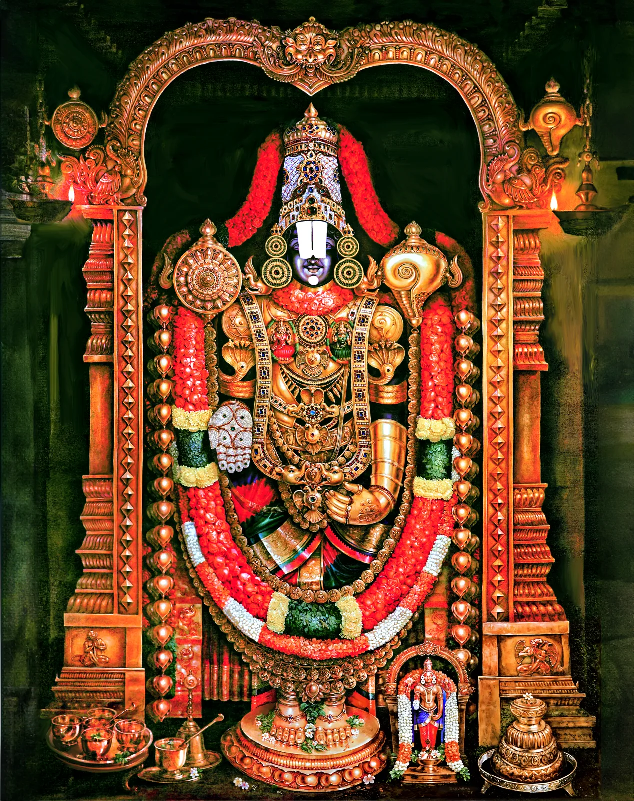 Balaji artwork with ornate gold details